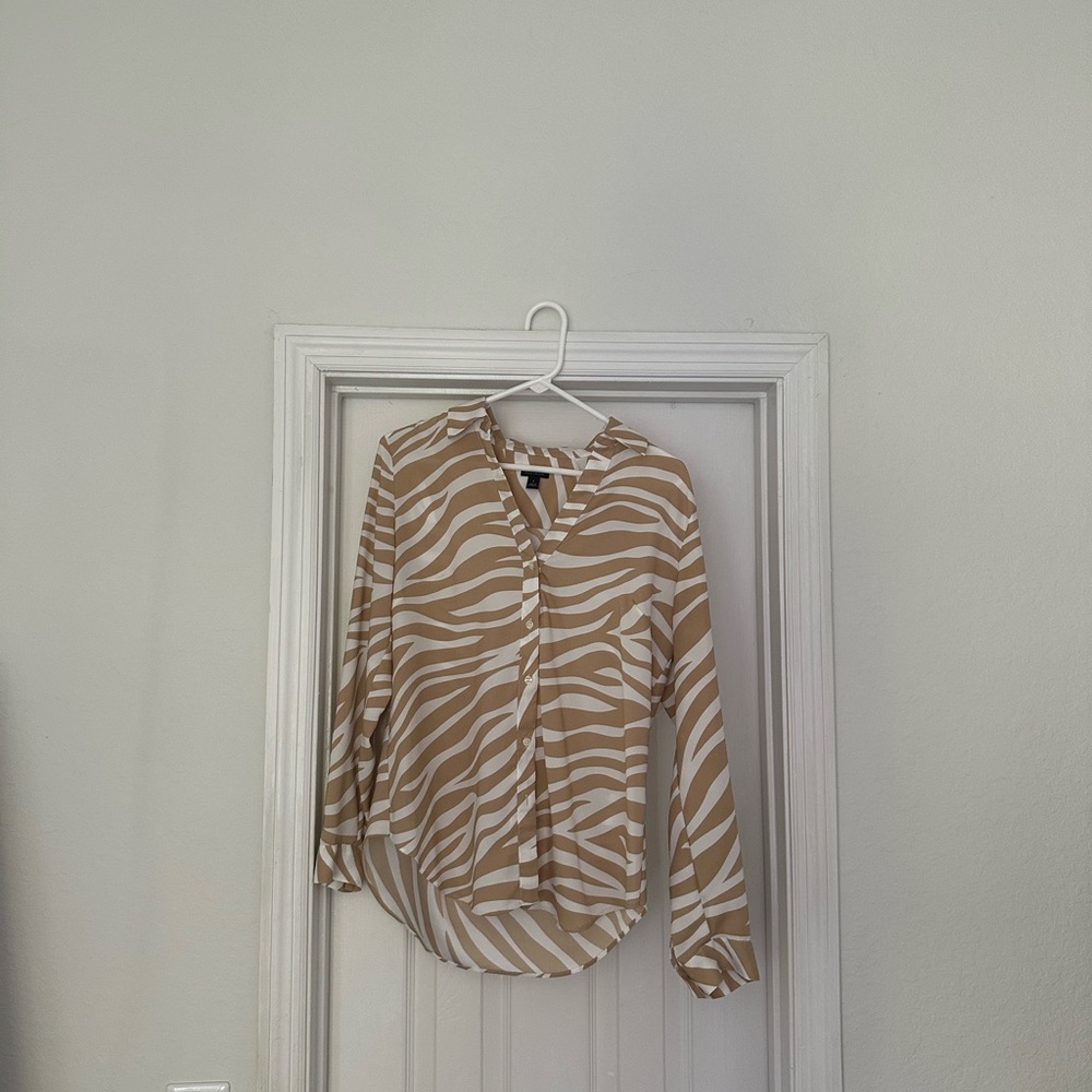 Tan and White Zebra Print Blouse